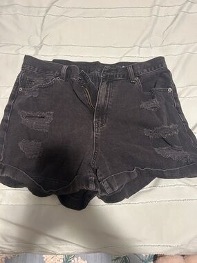 American Eagle Outfitters Distressed Black Denim Cutoff Shorts